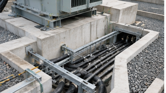 Transformer Foundation and Cable Trench Interface Transformer cable trench and foundation interface coordination at an EPC substation
