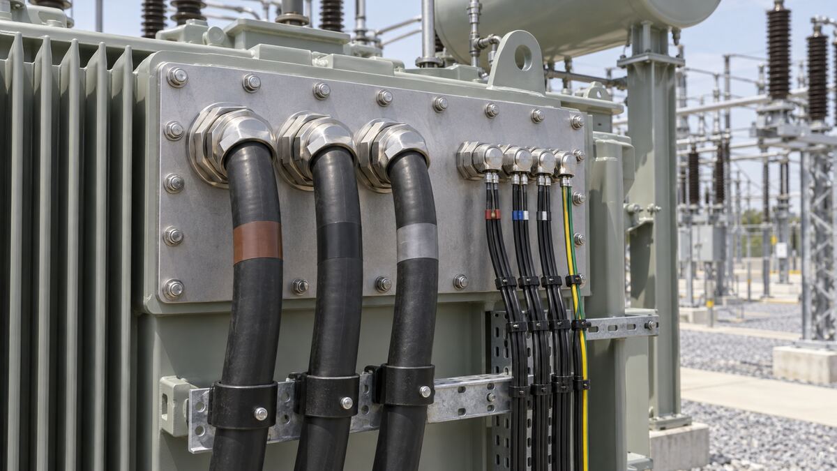 Transformer Cable Gland Plate Interface Concept illustration of power and control cable entries at a transformer enclosure