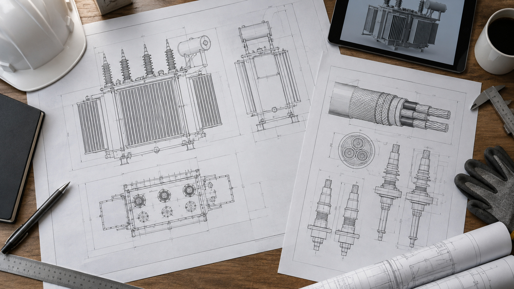 Engineers reviewing transformer seismic qualification drawings and project spectra